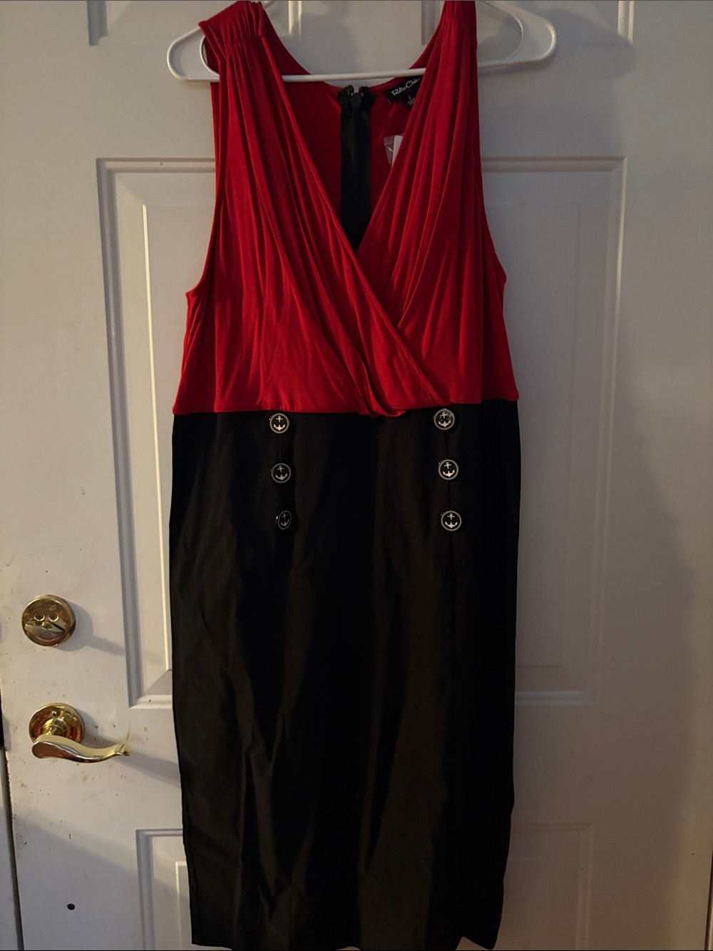Retro Chic for Torrid  Red and Black Sleeveless V-Neck Midi Dress